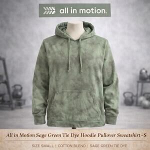 All in Motion Sage Green Tie Dye Hoodie Pullover Sweatshirt Size S